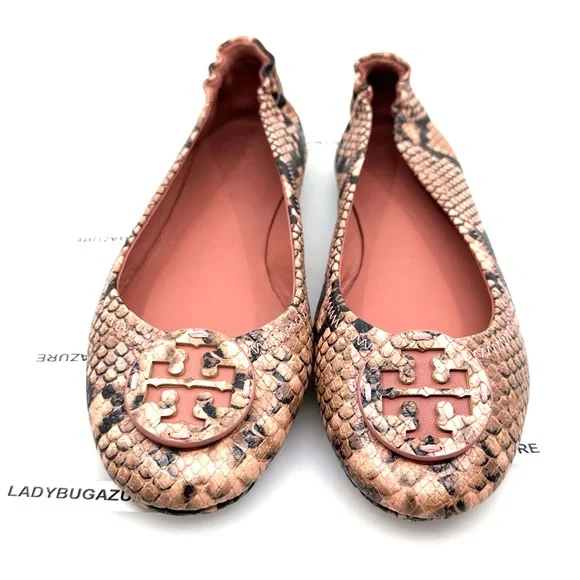 NWOB Tory Burch Minnie Travel Ballet Flat Embossed Leather Size:7.5 w/dust bag - Picture 1 of 9